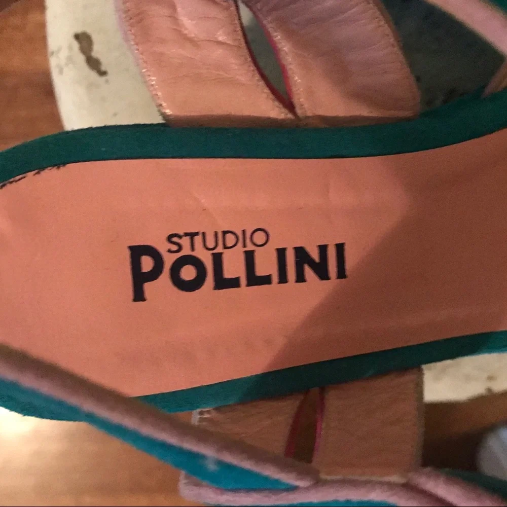 Studio Pollini Turquoise Suede Platform Sandals, size 38, made in Italy